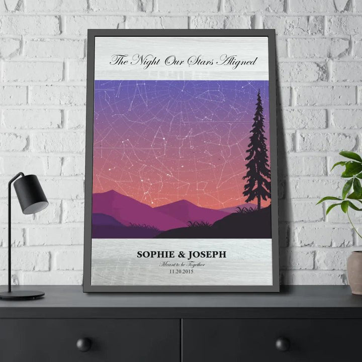 Custom Peach Lavender Landscape Star Map - ARTFULANE