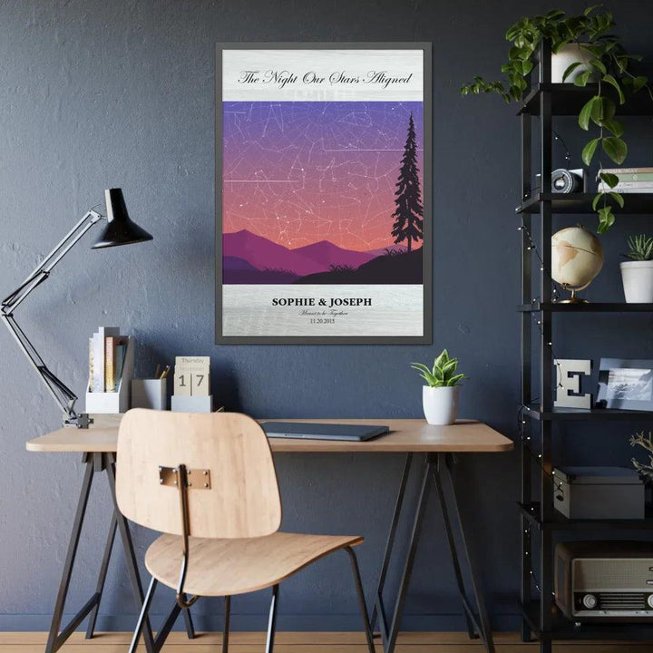 Custom Peach Lavender Landscape Star Map - ARTFULANE