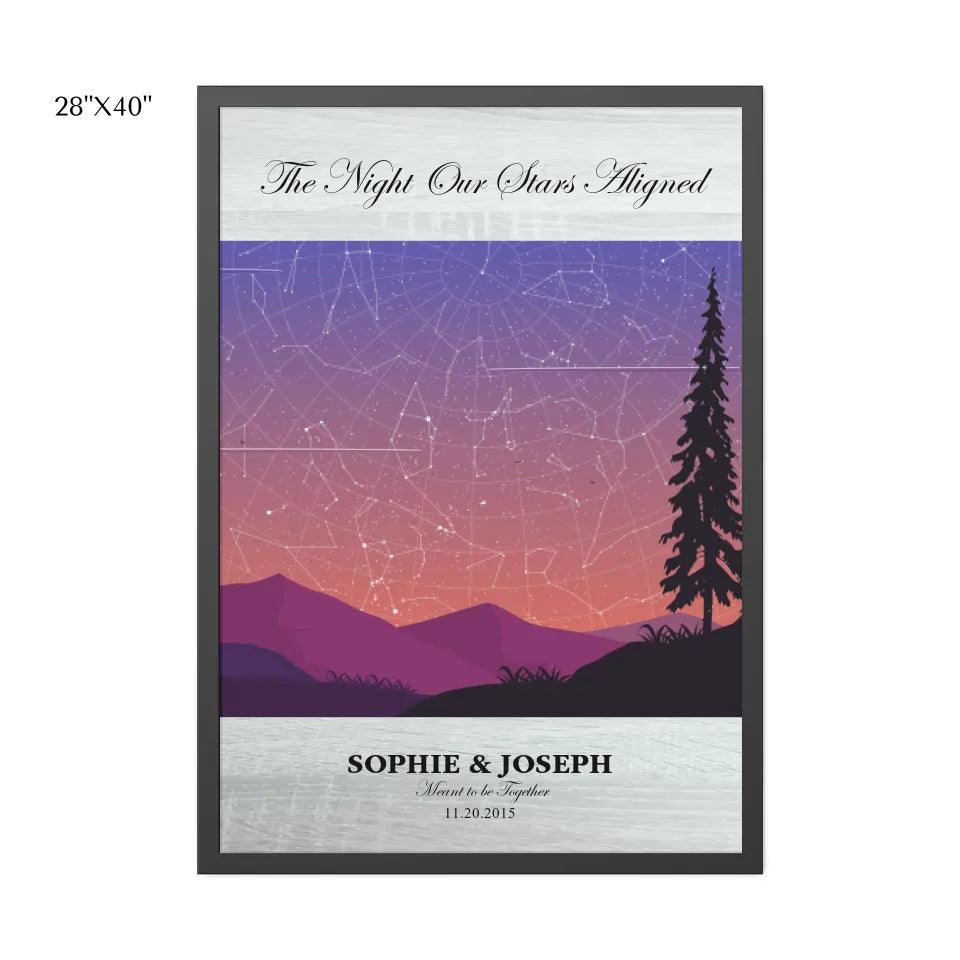 Custom Peach Lavender Landscape Star Map - ARTFULANE