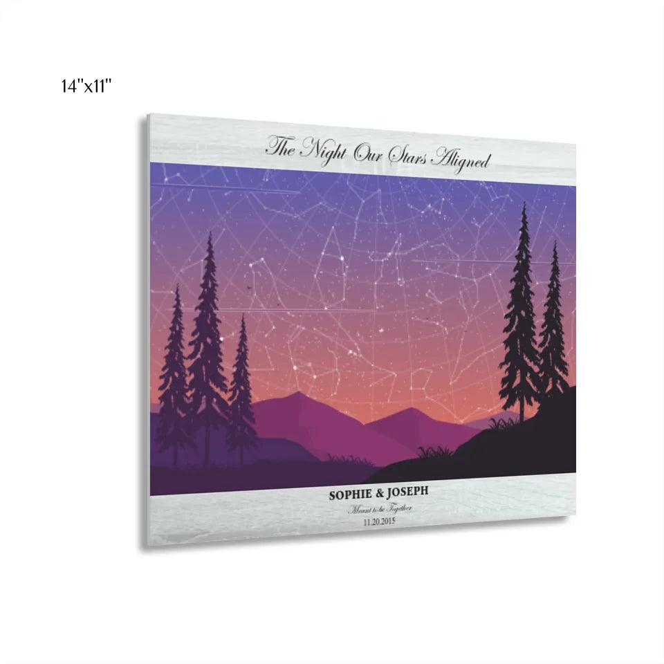 Custom Peach Lavender Landscape Star Map - ARTFULANE