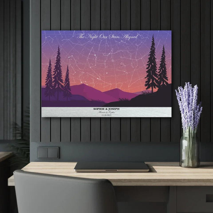 Custom Peach Lavender Landscape Star Map - ARTFULANE