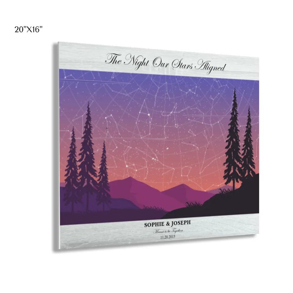 Custom Peach Lavender Landscape Star Map - ARTFULANE