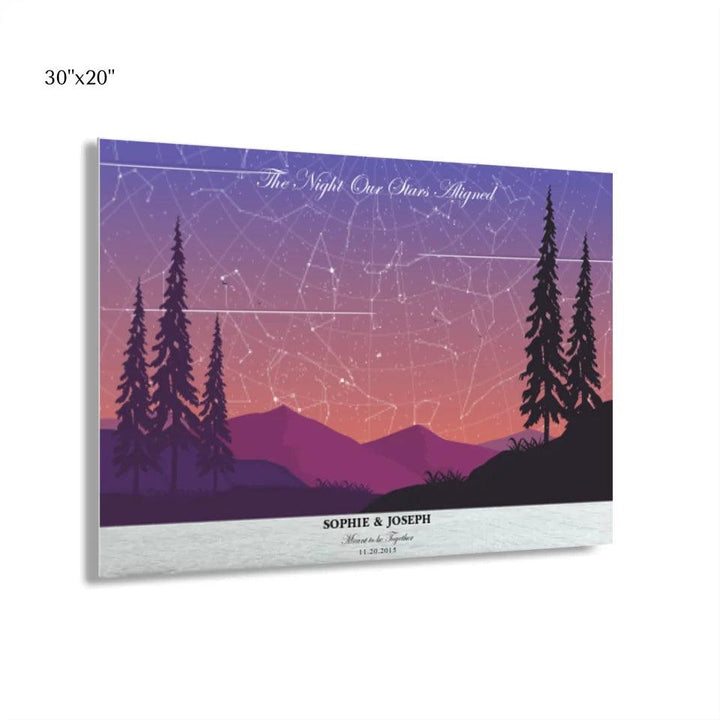 Custom Peach Lavender Landscape Star Map - ARTFULANE