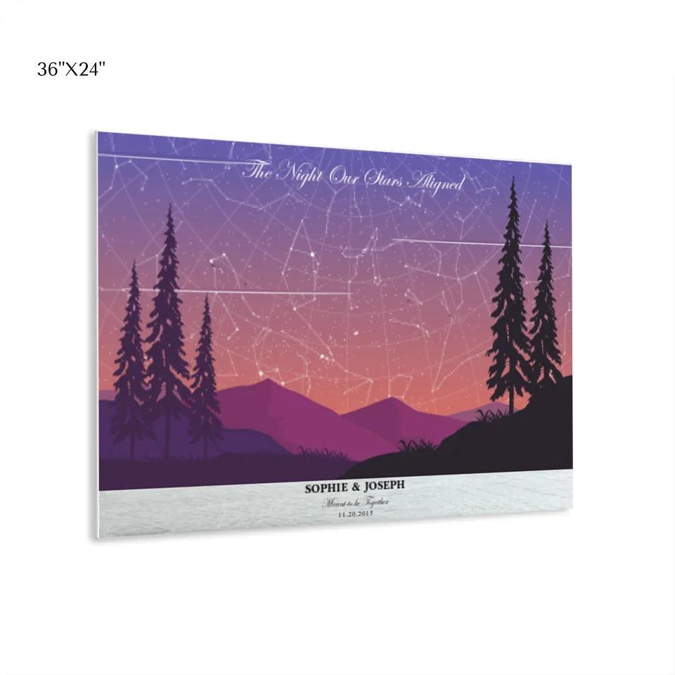 Custom Peach Lavender Landscape Star Map - ARTFULANE