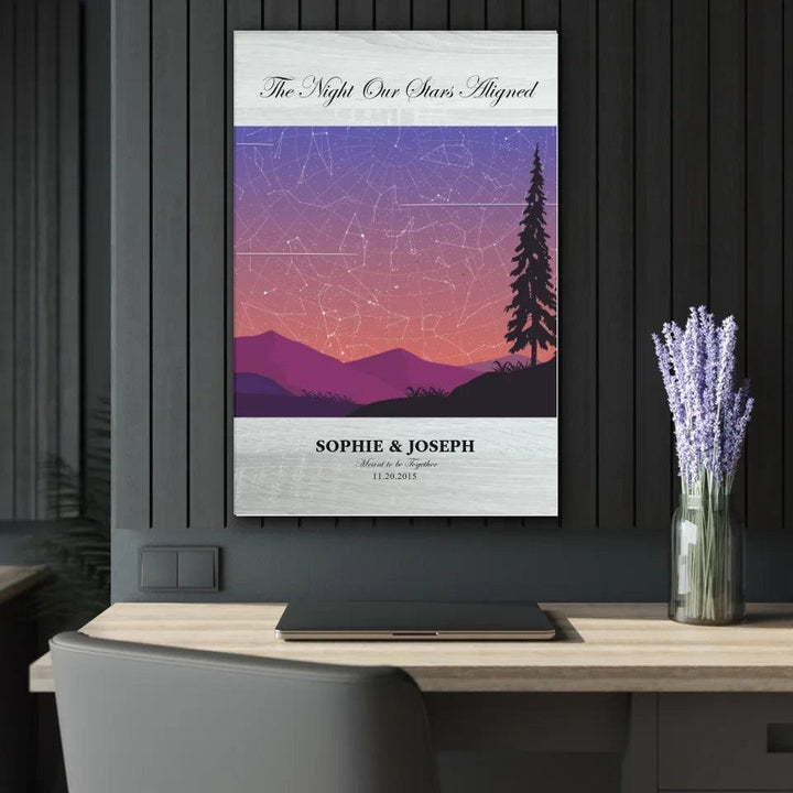 Custom Peach Lavender Landscape Star Map - ARTFULANE