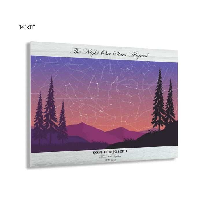 Custom Peach Lavender Landscape Star Map - ARTFULANE