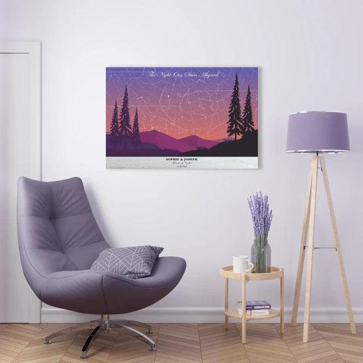 Custom Peach Lavender Landscape Star Map - ARTFULANE