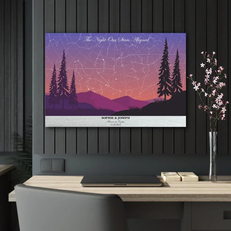 Custom Peach Lavender Landscape Star Map - ARTFULANE