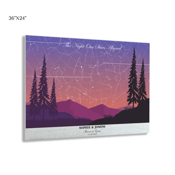 Custom Peach Lavender Landscape Star Map - ARTFULANE