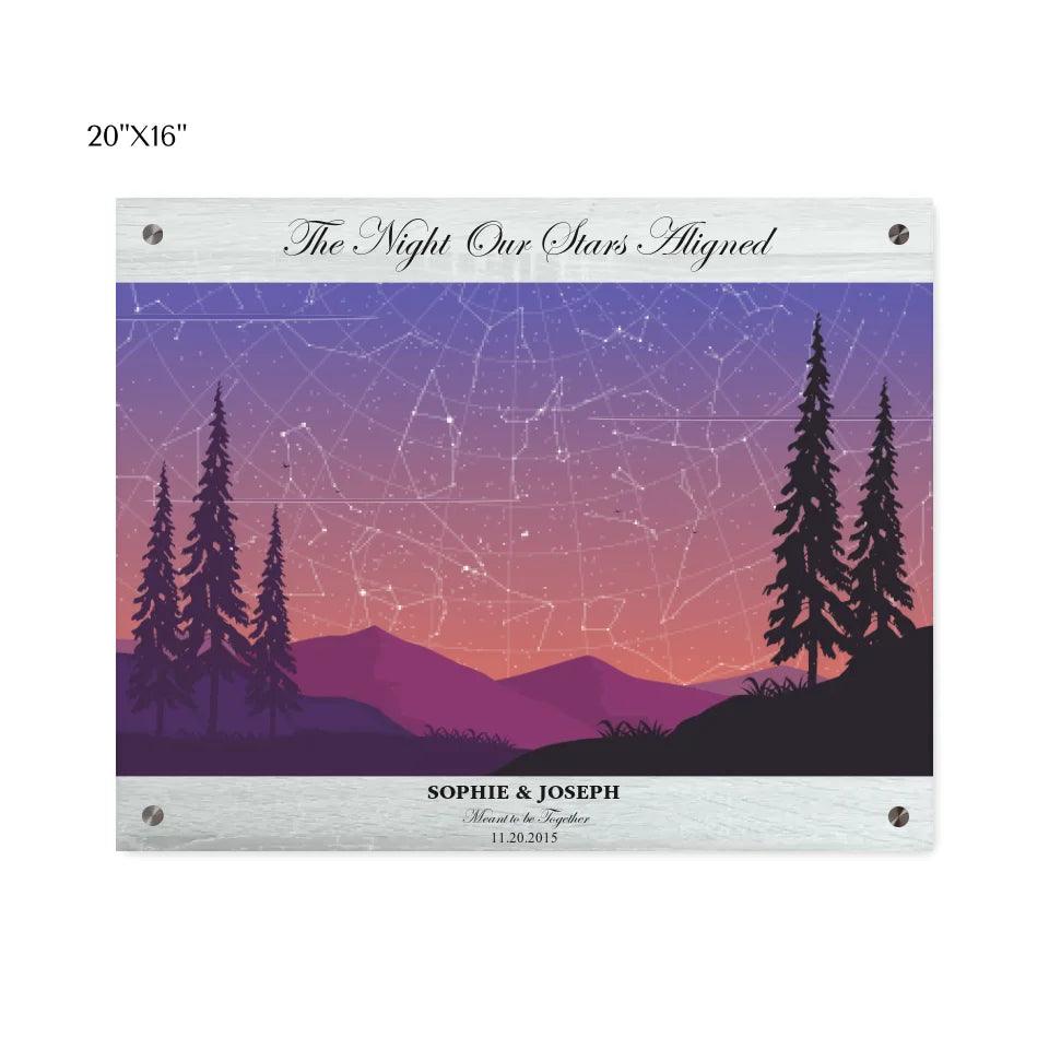 Custom Peach Lavender Landscape Star Map - ARTFULANE