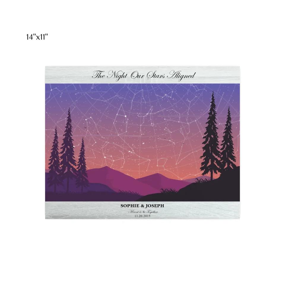 Custom Peach Lavender Landscape Star Map - ARTFULANE