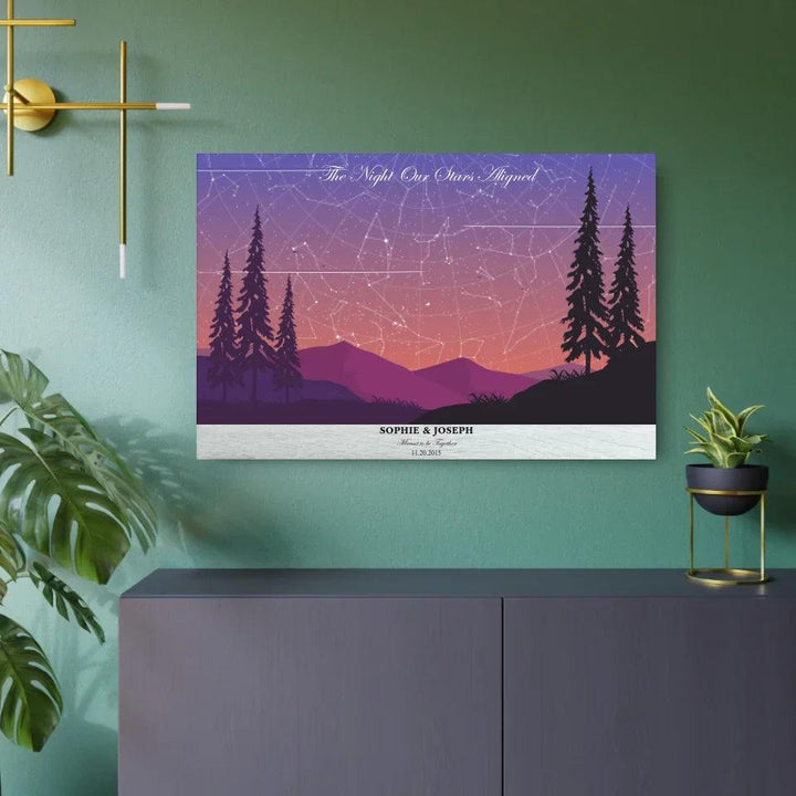 Custom Peach Lavender Landscape Star Map - ARTFULANE