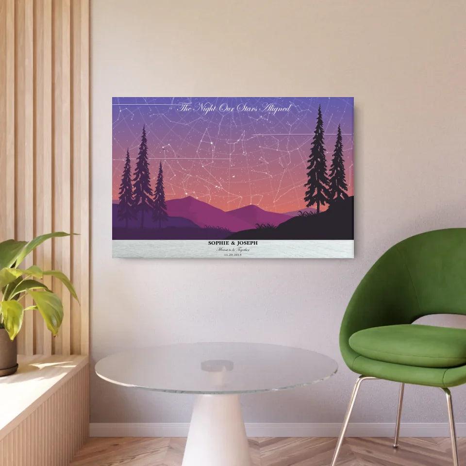 Custom Peach Lavender Landscape Star Map - ARTFULANE