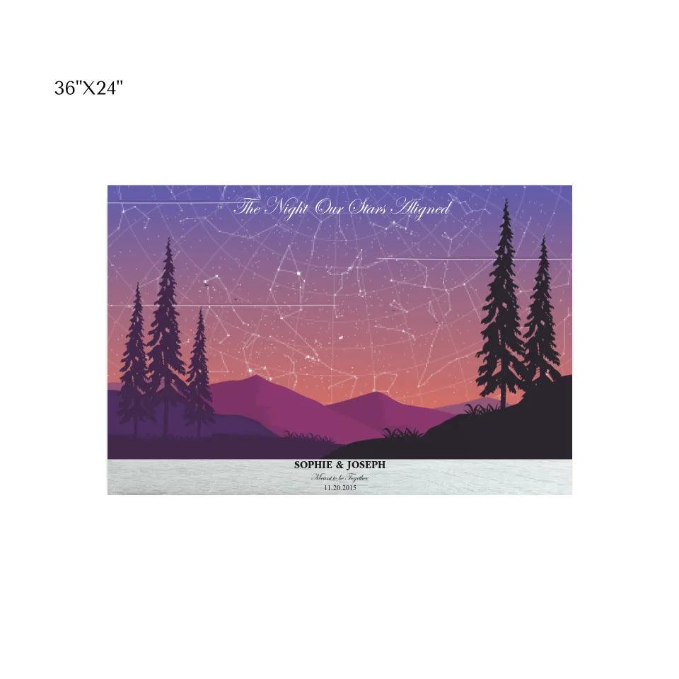 Custom Peach Lavender Landscape Star Map - ARTFULANE