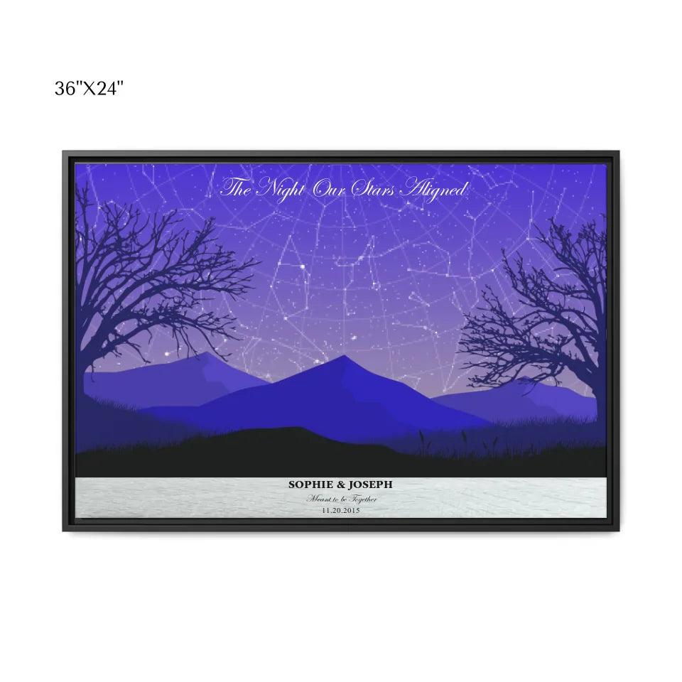 Custom Purple Landscape Star Map - ARTFULANE