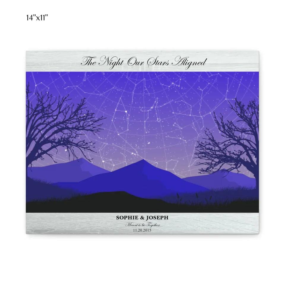 Custom Purple Landscape Star Map - ARTFULANE