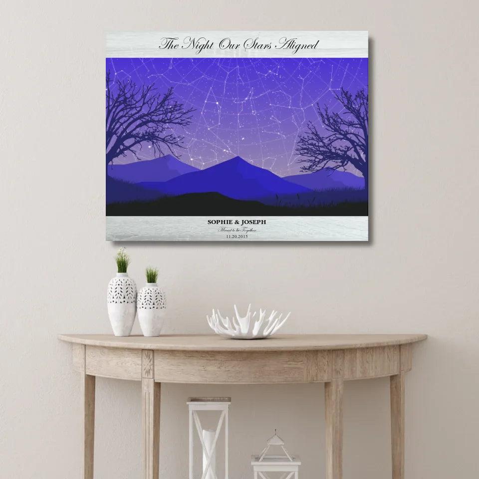 Custom Purple Landscape Star Map - ARTFULANE