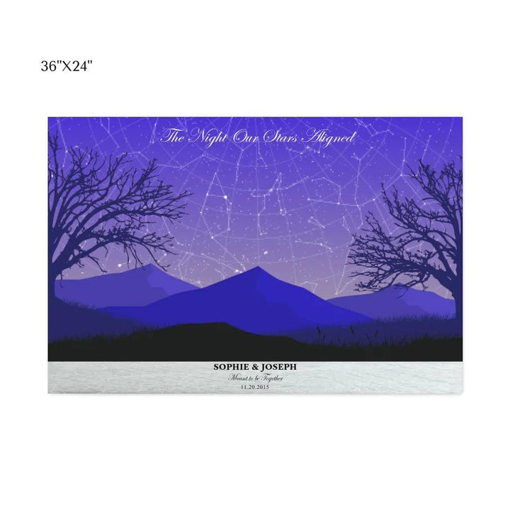 Custom Purple Landscape Star Map - ARTFULANE