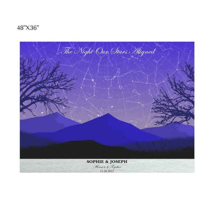 Custom Purple Landscape Star Map - ARTFULANE