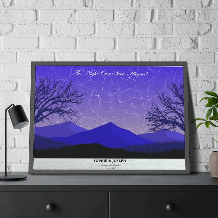 Custom Purple Landscape Star Map - ARTFULANE