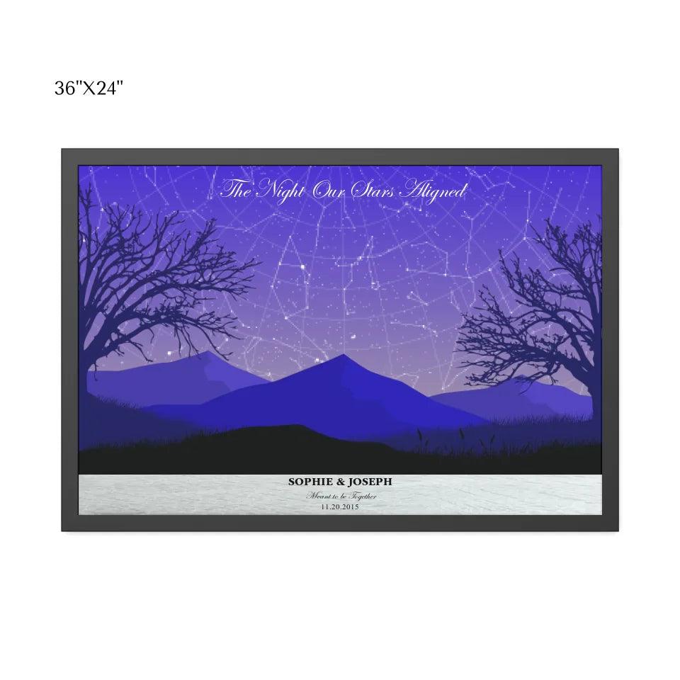 Custom Purple Landscape Star Map - ARTFULANE