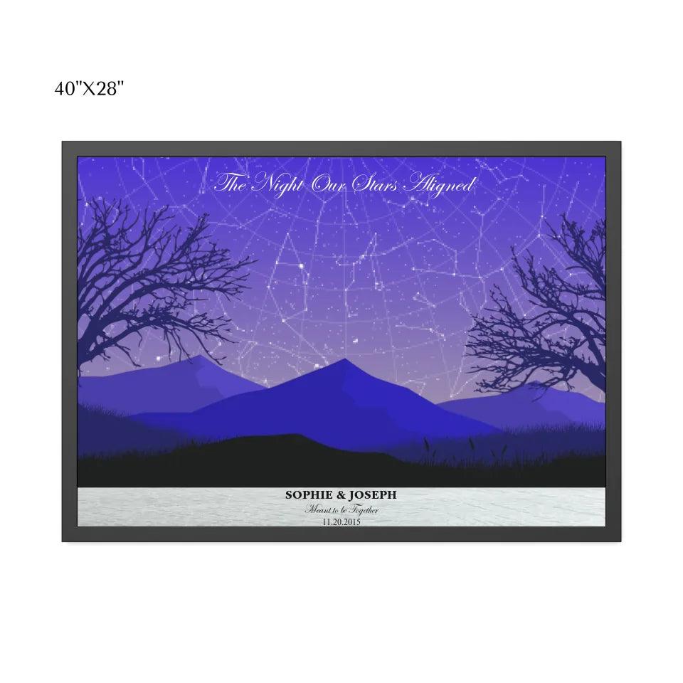 Custom Purple Landscape Star Map - ARTFULANE