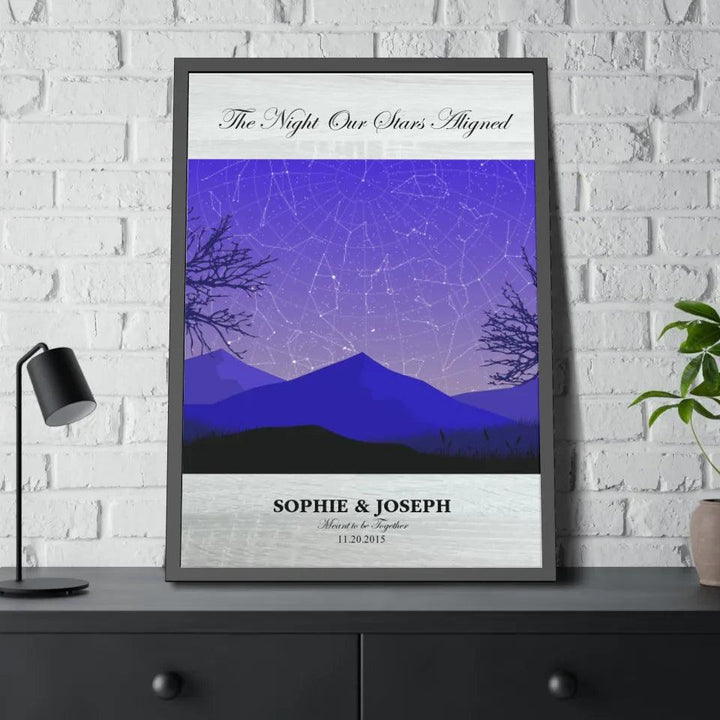 Custom Purple Landscape Star Map - ARTFULANE