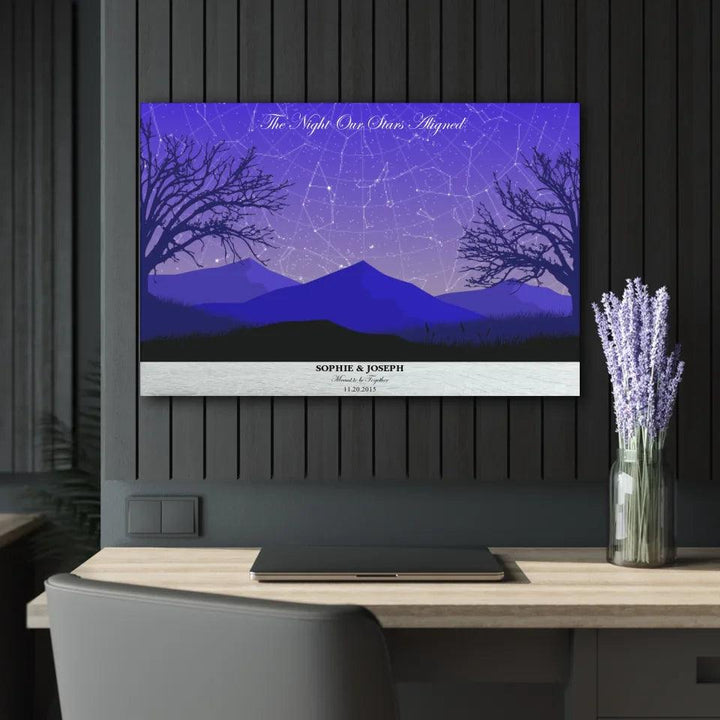 Custom Purple Landscape Star Map - ARTFULANE