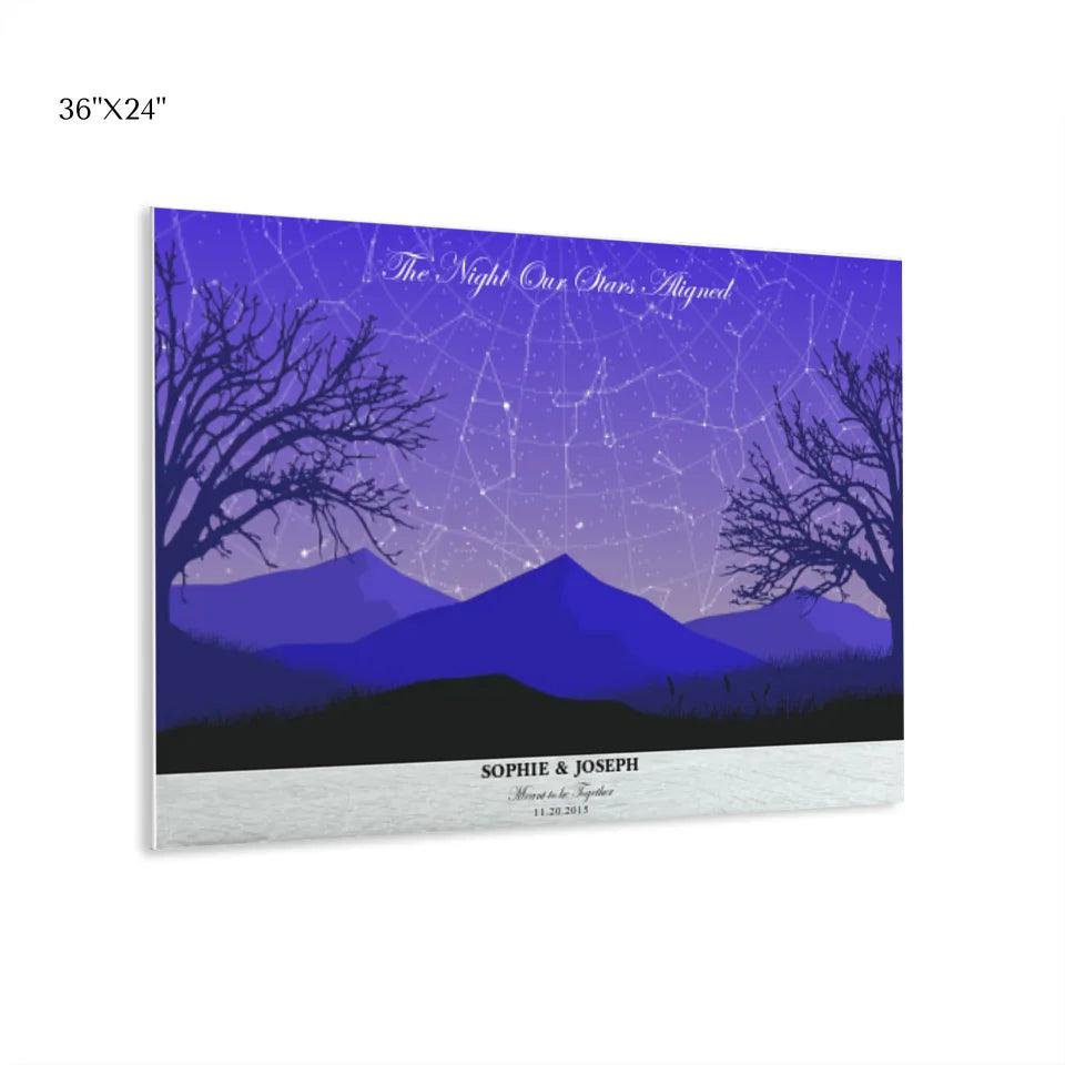 Custom Purple Landscape Star Map - ARTFULANE