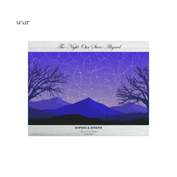 Custom Purple Landscape Star Map - ARTFULANE