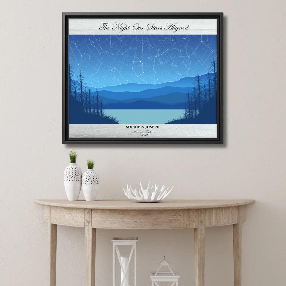 Custom Light Blue Landscape Star Map - ARTFULANE