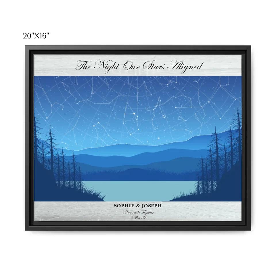 Custom Light Blue Landscape Star Map - ARTFULANE