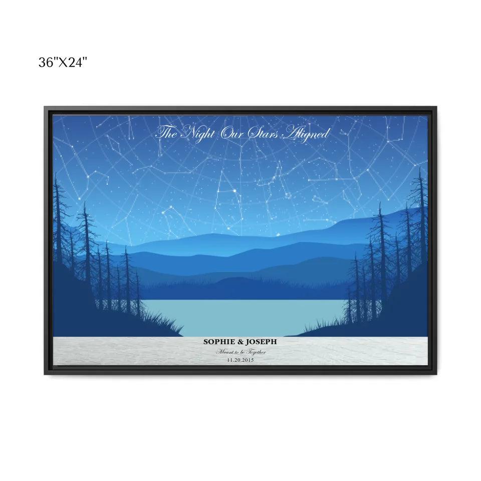 Custom Light Blue Landscape Star Map - ARTFULANE