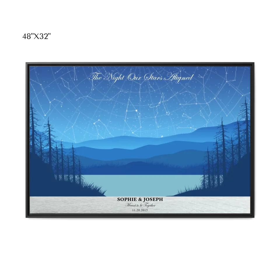 Custom Light Blue Landscape Star Map - ARTFULANE