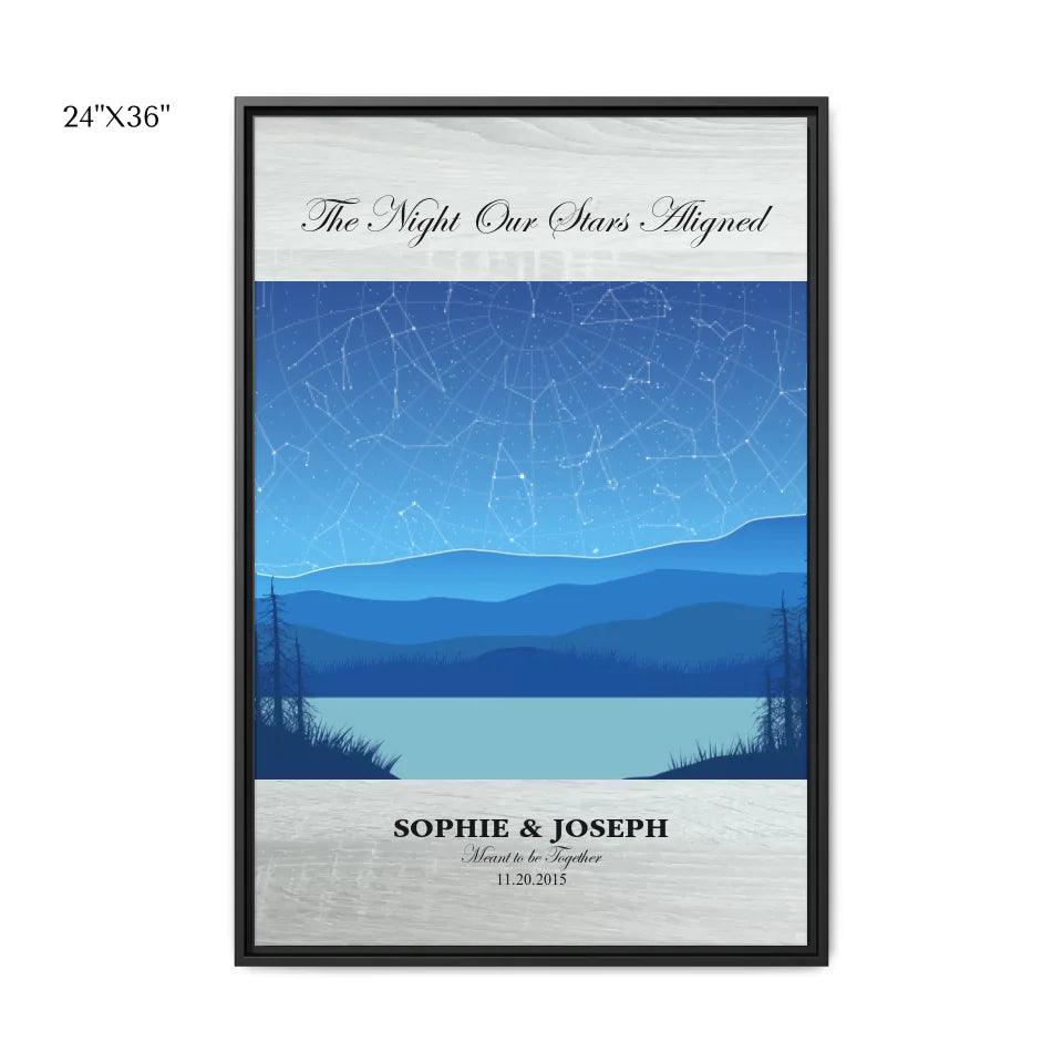 Custom Light Blue Landscape Star Map - ARTFULANE