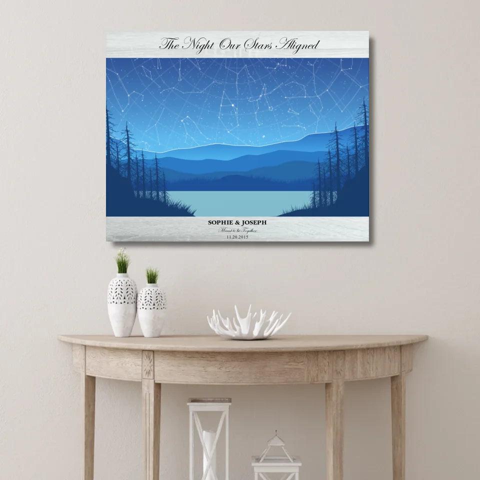 Custom Light Blue Landscape Star Map - ARTFULANE