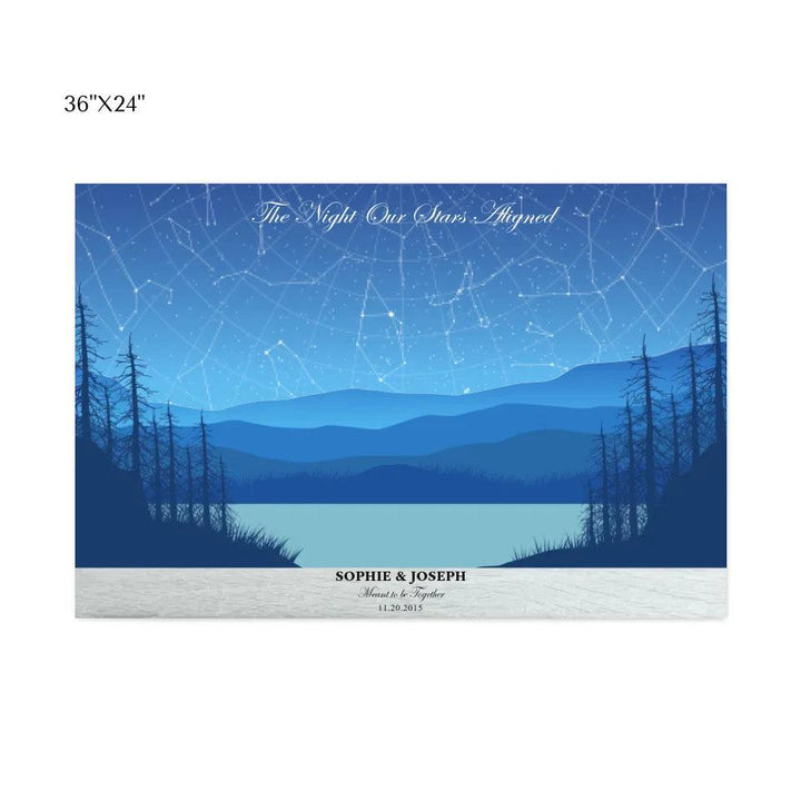 Custom Light Blue Landscape Star Map - ARTFULANE