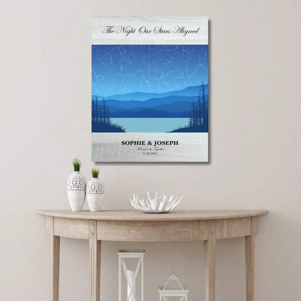 Custom Light Blue Landscape Star Map - ARTFULANE