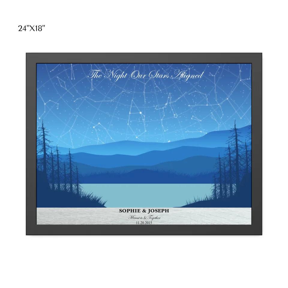 Custom Light Blue Landscape Star Map - ARTFULANE