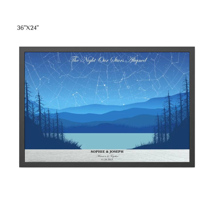 Custom Light Blue Landscape Star Map - ARTFULANE