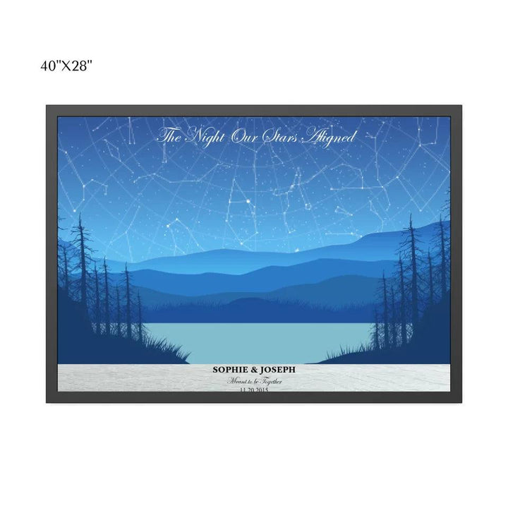 Custom Light Blue Landscape Star Map - ARTFULANE