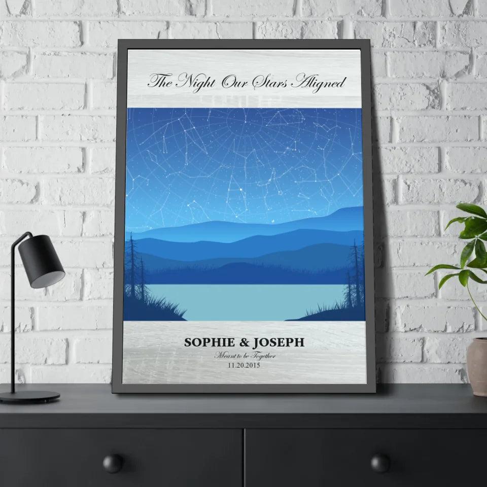 Custom Light Blue Landscape Star Map - ARTFULANE