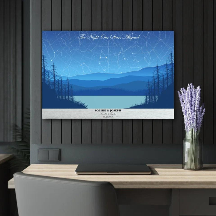 Custom Light Blue Landscape Star Map - ARTFULANE