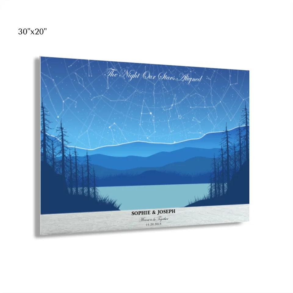 Custom Light Blue Landscape Star Map - ARTFULANE