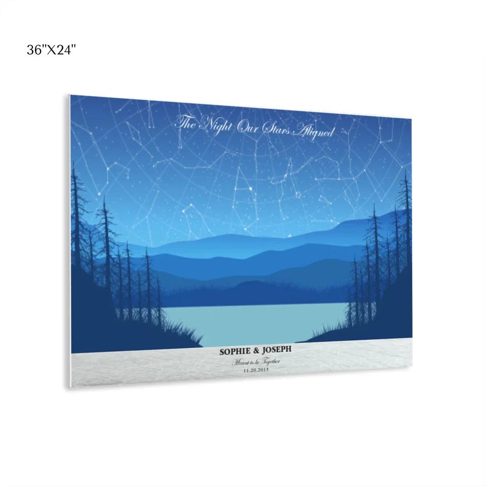 Custom Light Blue Landscape Star Map - ARTFULANE