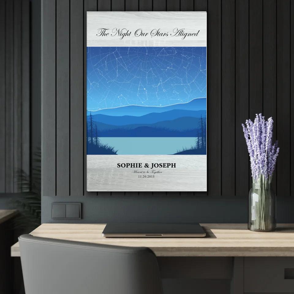 Custom Light Blue Landscape Star Map - ARTFULANE