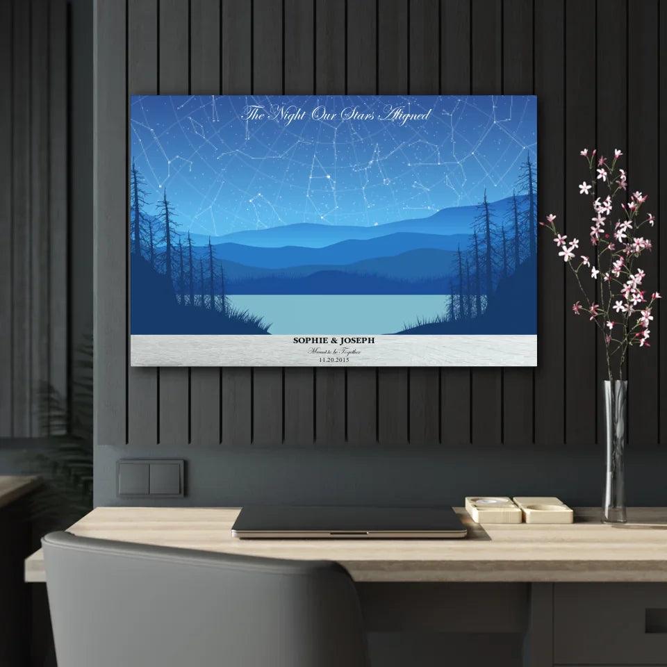 Custom Light Blue Landscape Star Map - ARTFULANE