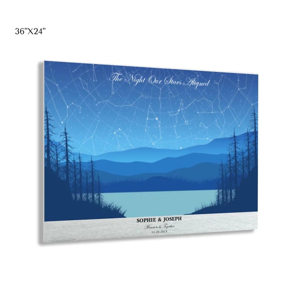 Custom Light Blue Landscape Star Map - ARTFULANE