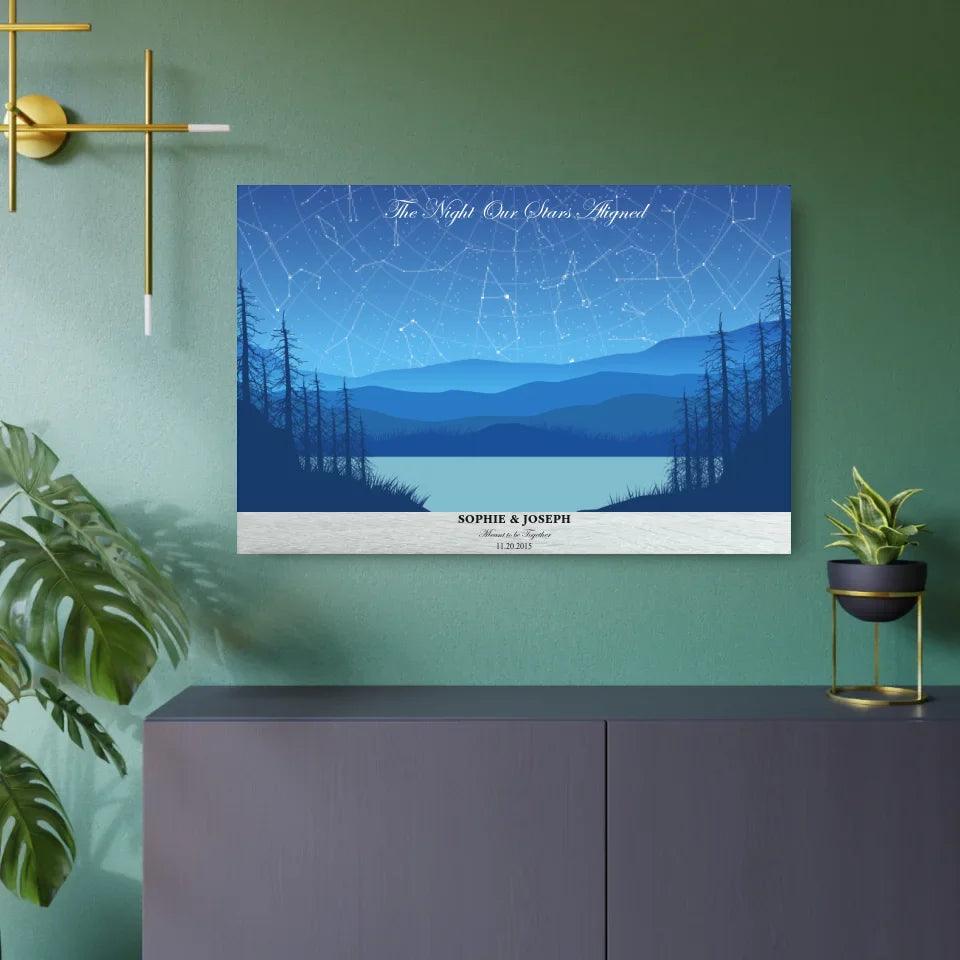 Custom Light Blue Landscape Star Map - ARTFULANE