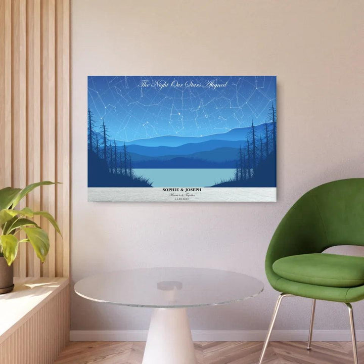 Custom Light Blue Landscape Star Map - ARTFULANE